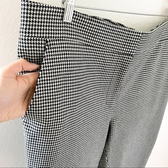 A.L.C. James Pants Houndstooth Cotton Blend Black Cream Size 18 NWT